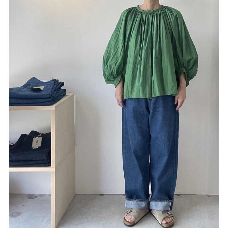R&D.M.CO- GARMENT DYE GATHER SMOCK/green | ANOUCK