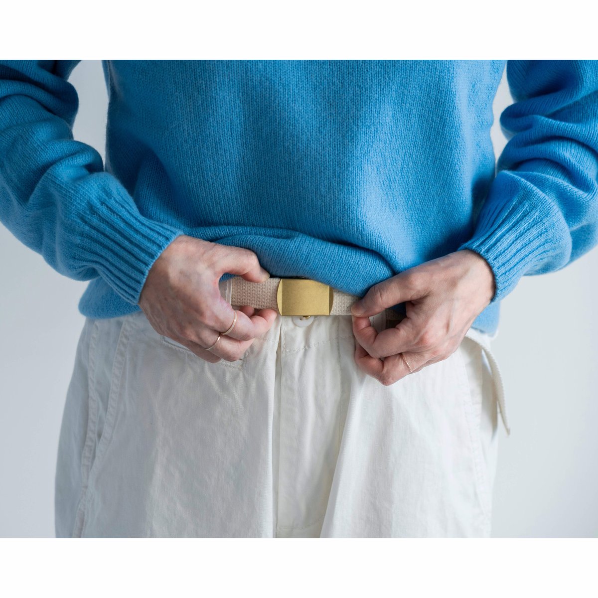 再入荷 MASTER&CO. ベルト付きチノパンツ/white | ANOUCK