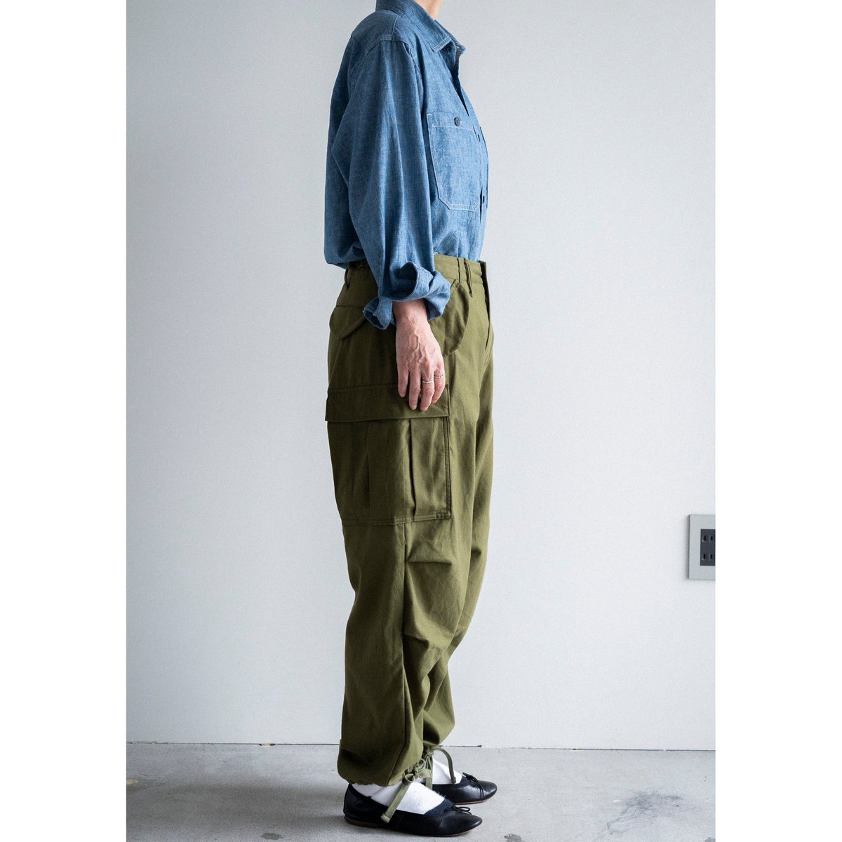YAECA フィールドパンツ 28 オリーブ ビンテージ カーゴパンツ