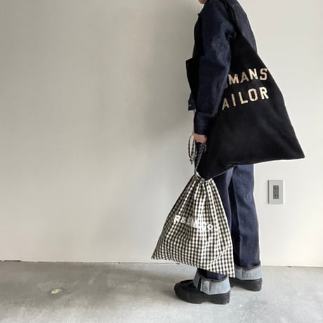 R&D.M.CO- GINGHAM CHECK DRAWATRING BAG(L)