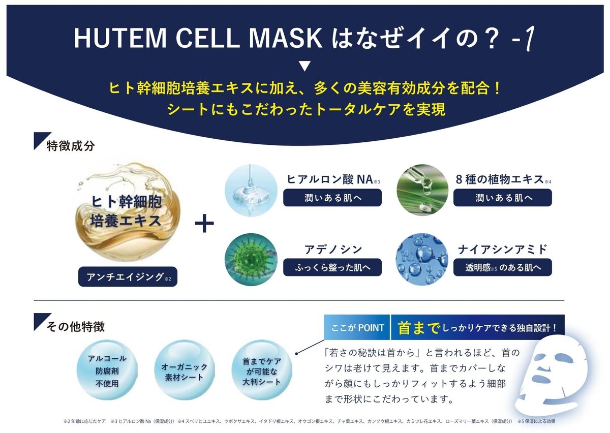 HUTEMCELL MASK シートマスク 10枚入りx 2 HUTEMCELL MASK シートマスク 10枚入りx 2