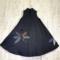 正絹男大島紬花びらパッチワーク＆立ち襟テントライン・美ラインワンピースＭ～Ｌ