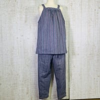 縮み織り着物地でノースリーブチュニック＆ゆったりズボンＬ～ＬＬ