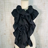 着物リメイク＊正絹縮緬黒留袖ふわふわ＆ひらひらギャザーストール