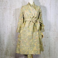 着物リメイク＊風景柄色大島紬でフレアードレスコートorワンピース