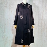 持ち込みオーダー＊波＆花柄大島紬裏地付きAライン比翼コートＬ～ＬＬ