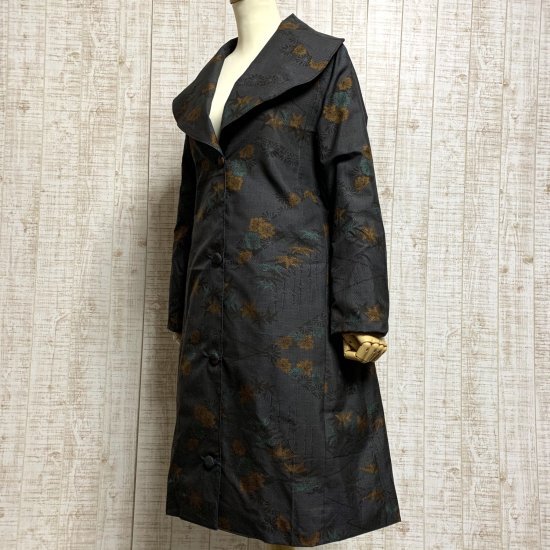正絹織り出し柄大島紬豪華BIGショールカラー裏地付きコートM~L