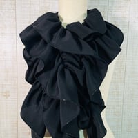 着物リメイク＊正絹縮緬黒留袖ふわふわ＆ひらひらギャザーストール