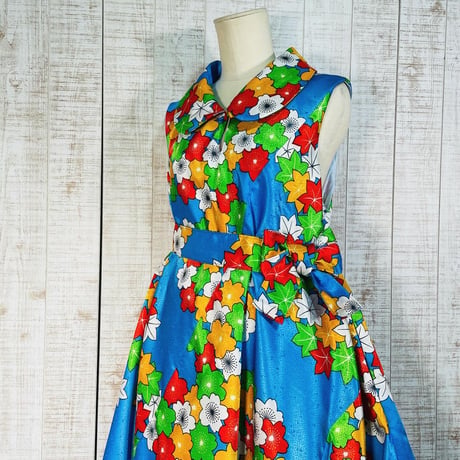 持ち込みオーダー＊振袖で丸襟裏地付きテントラインワンピースＭ～L＆ベルト