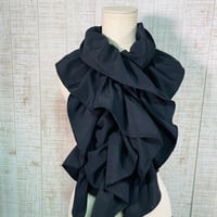 着物リメイク＊正絹縮緬黒留袖ふわふわ＆ひらひらギャザーストール