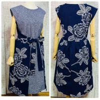 希少＊薔薇柄注染＆型絞り浴衣フレンチ袖リボン＆ギャザーワンピースＭ～L
