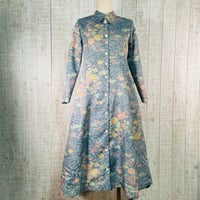 オーダー＊水面に松・菊・梅など小紋総裏付きシャツカラーワンピースＳサイズ