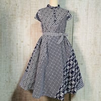 数種類の白系古典柄反物浴衣で立ち襟フレンチ袖スタンドカラーテントラインワンピースＭ〜Ｌ