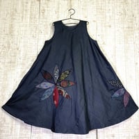 数種類の正絹大島紬で花びらパッチ美ライン＆テントラインワンピースＬ～ＬＬ