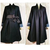 ウール長着と紬フレアードレスワンピースorコーディガンＭ～Ｌ