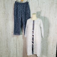 数種類の浴衣地で前開きヨークスリーブチュニックとズボンＭ～Ｌ