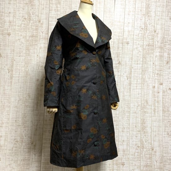 正絹織り出し柄大島紬豪華BIGショールカラー裏地付きコートM~L