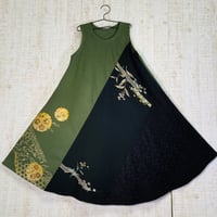 紬箔置き付け下げ反物＆花柄刺繍絵羽織＆桜綸子テントライン・美ラインワンピースＭ～Ｌ