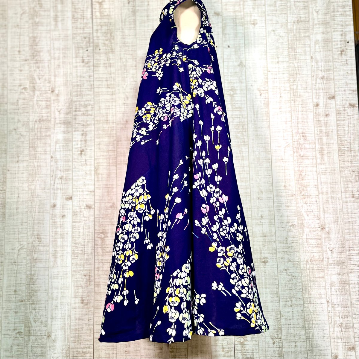 持ち込み反物オーダー＊カスミソウ柄浴衣反物フレンチ袖スタンドカラー