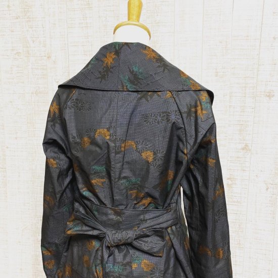 正絹織り出し柄大島紬豪華BIGショールカラー裏地付きコートM~L