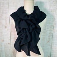 着物リメイク＊正絹縮緬黒留袖ふわふわ＆ひらひらギャザーストール