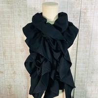着物リメイク＊正絹縮緬黒留袖ふわふわ＆ひらひらギャザーストール