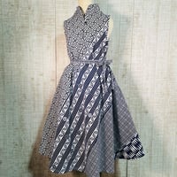 数種類の白系古典柄反物浴衣で立ち襟テントライン・美ラインワンピースＭ～Ｌ
