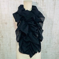 着物リメイク＊正絹絽黒無地ふわふわ＆ひらひらギャザーストール