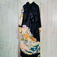作家物＊風景柄友禅正絹金彩黒留袖ワンピースＭ～Ｌ＆ギャザーストール