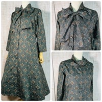 蜀江柄＊正絹大島紬ボウタイプリンセスラインフレアーワンピースＭ～Ｌ
