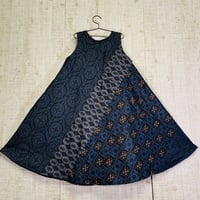 正絹大島紬のパッチワーク美ライン＆テントラインワンピースＭ～Ｌ