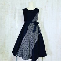 幾何学模様絞り柄羽織＆２種の黒羽織でテントライン・美ラインワンピースＭ～Ｌ