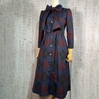 持ち込みオーダー＊新反本場大島紬リボンタイ総裏付きワンピースＳサイズ