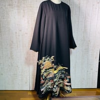 オーダー＊鷁首船・龍頭船・蘇州刺繍黒留袖テントライン長袖総裏付きワンピースＬ～ＬＬ
