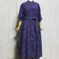 大名行列に城・松模様正絹黒留袖ワンピースM～L＆ギャザーストール  