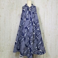 大きな花柄＊型絞り浴衣で立ち襟テントライン・美ラインワンピースＭ～Ｌ