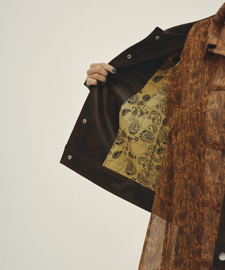 vegan leather trucker jacket（brown）