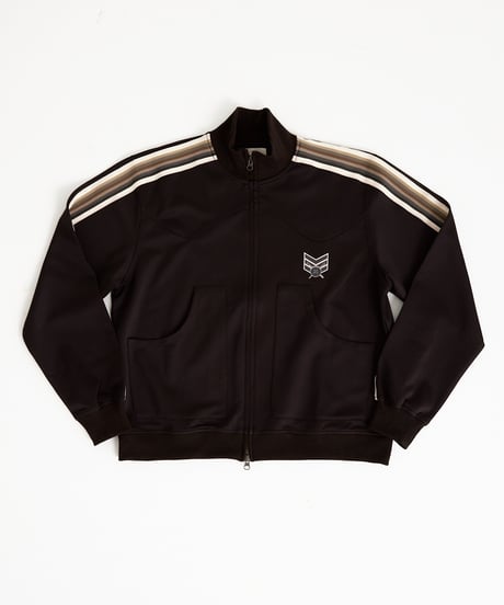 multicolored rib western track jacket  (Brown)