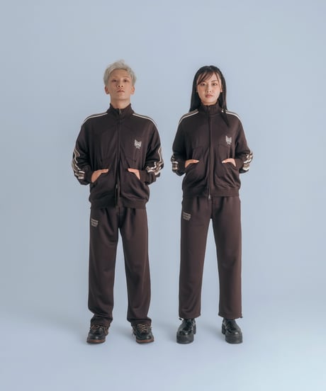 multicolored rib western track jacket  (Brown)
