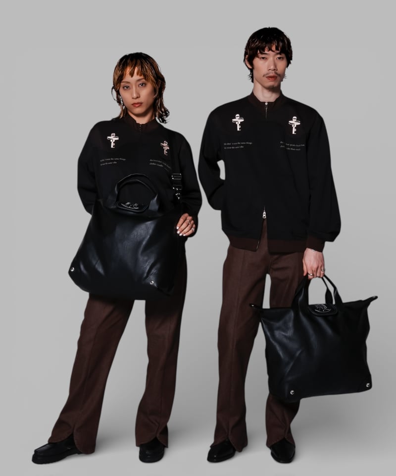vegan leather shoulder tote bag(black) | osolo