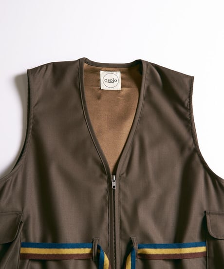 waist strap wool mix vest(brown)