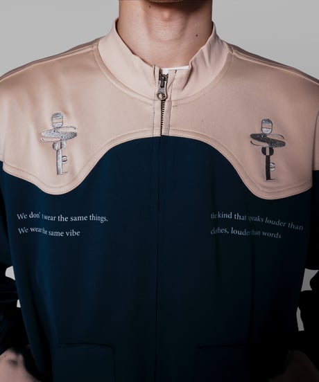 key logo western track jacket(teal blue)