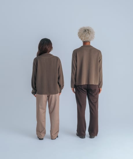 waffle double neck L/S tee (Brown)