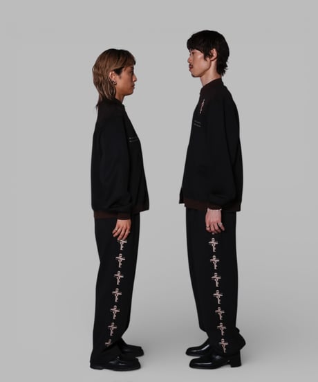 key logo print jersey slacks(black)