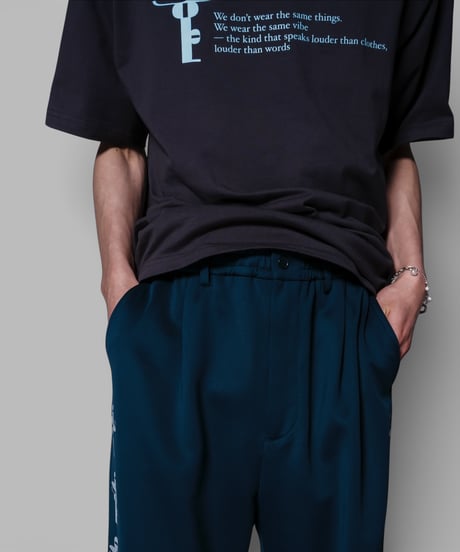 key logo print jersey slacks(teal blue)