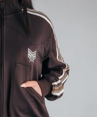 multicolored rib western track jacket  (Brown)