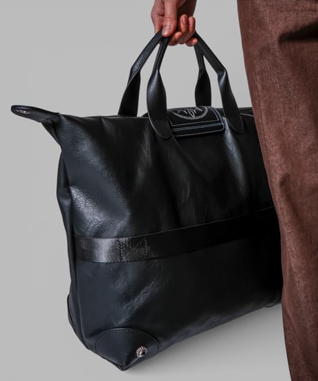 vegan leather shoulder tote bag(black)