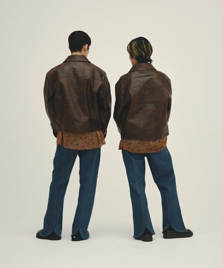 vegan leather trucker jacket（brown）