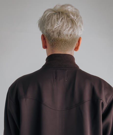 multicolored rib western track jacket  (Brown)