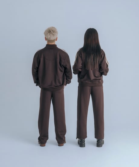 multicolored rib western track jacket  (Brown)